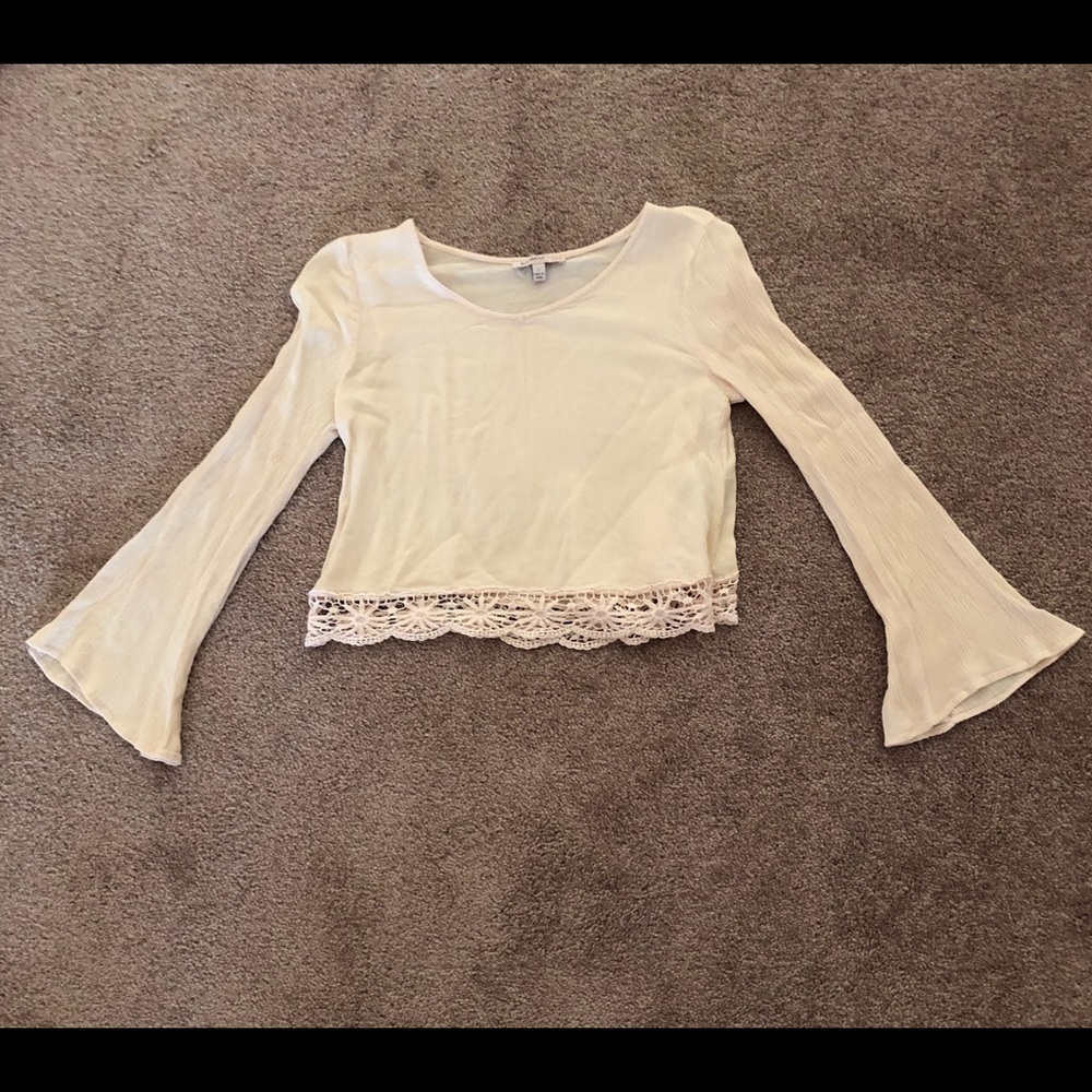 Beige bell sleeves crop top